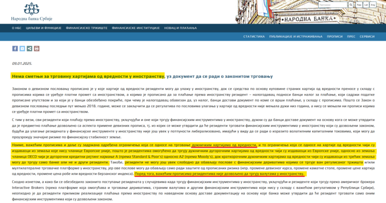 NBS tekst legalnost stranih brokera